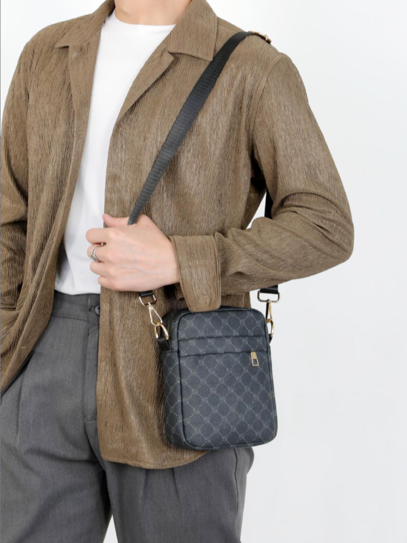 Men's Windmill Pattern Crossbody, Casual All-Seasons Commuter & School Bag, Versatile Daily Use, Travel Friendly, Cross Body Bags