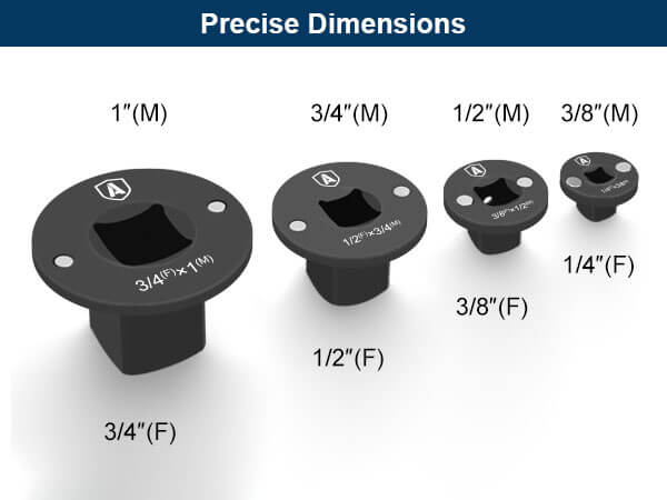Altitudecraft Low Profile Impact Socket Adapter Set – Industrial Drive Ratchet & Wrench Adapter Set for Tight Spaces, 4PC Hardware Kit: 3/4" to 1", 1/2" to 3/4", 1/2" to 3/8", 1/4" to 3/8"