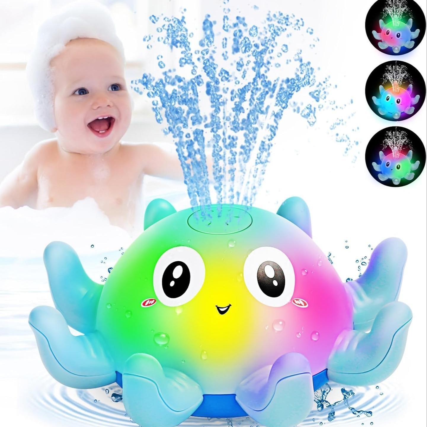 /blue Water-Spraying Toy Octopus, Kids Bath Time Companion, Bathroom Water Toys, No Batteries Included, Requires 3 Aaa Batteries