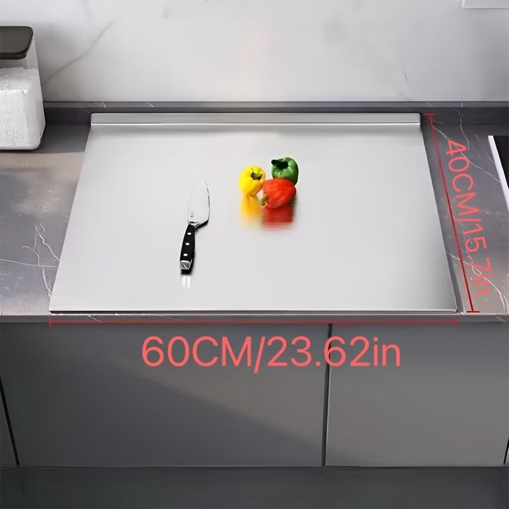 Stainless Steel Cutting Boards for Kitchen,304 Stainless Steel Chopping Boards with Lip and Non-slip silicone pad for Countertop Cutting Meats Fruits,Easy To Clean(40 x 60cm/15.7 x 23.62 in)