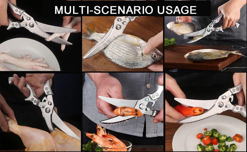 Full Steel Handle Poultry Shears Heavy Duty, Professional Multipurpose ...