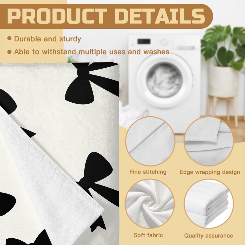 Cute Bow Print Beach Towel, Microfiber Quick Dry Towel with Heart Checkerboard, High-Value Aesthetic Gift for Girls