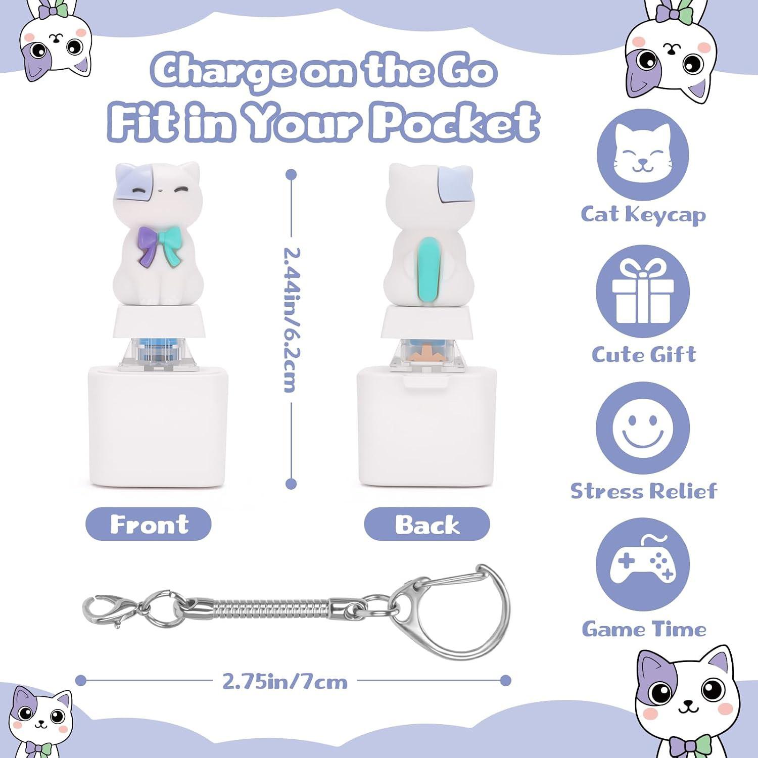 1pc Kitty Keychain, Button with Sound, Rechargeable Keyboard Clicker, Fidget Toys, Stress Relief, Noise Maker, Animal Keycaps, Funny Gifts