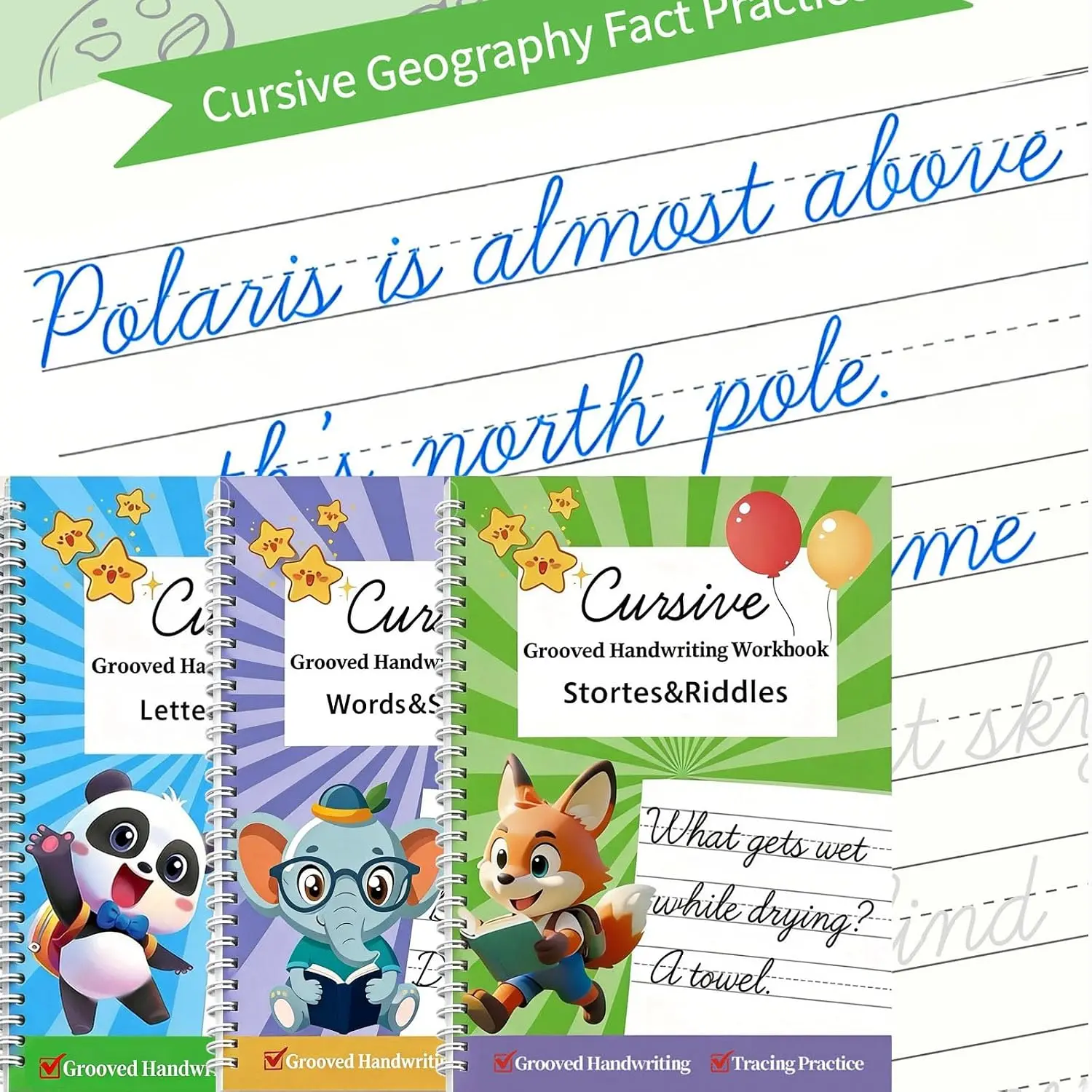 3 Pack Magic Grooved Cursive Handwriting Workbook,Cursive Workbook for  8-12