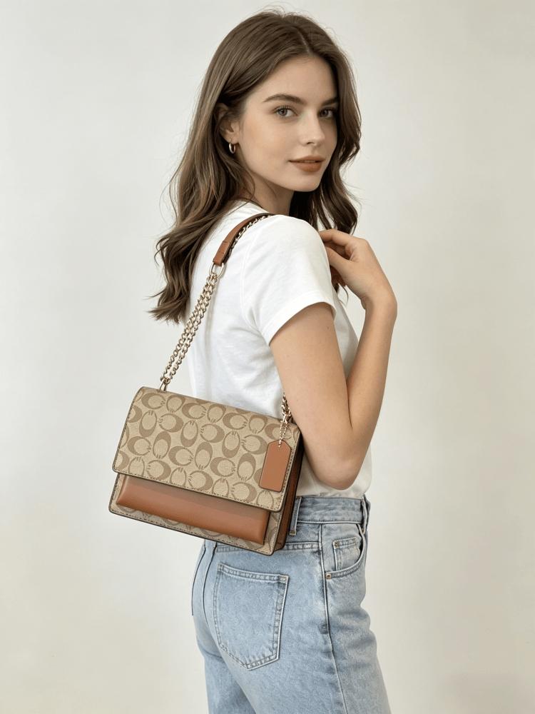 Elegant Women's Crossbody Shoulder Bag, Snake Skin Pattern PU Leather Handbag, Chain Design, All Season Use, American Retro Style