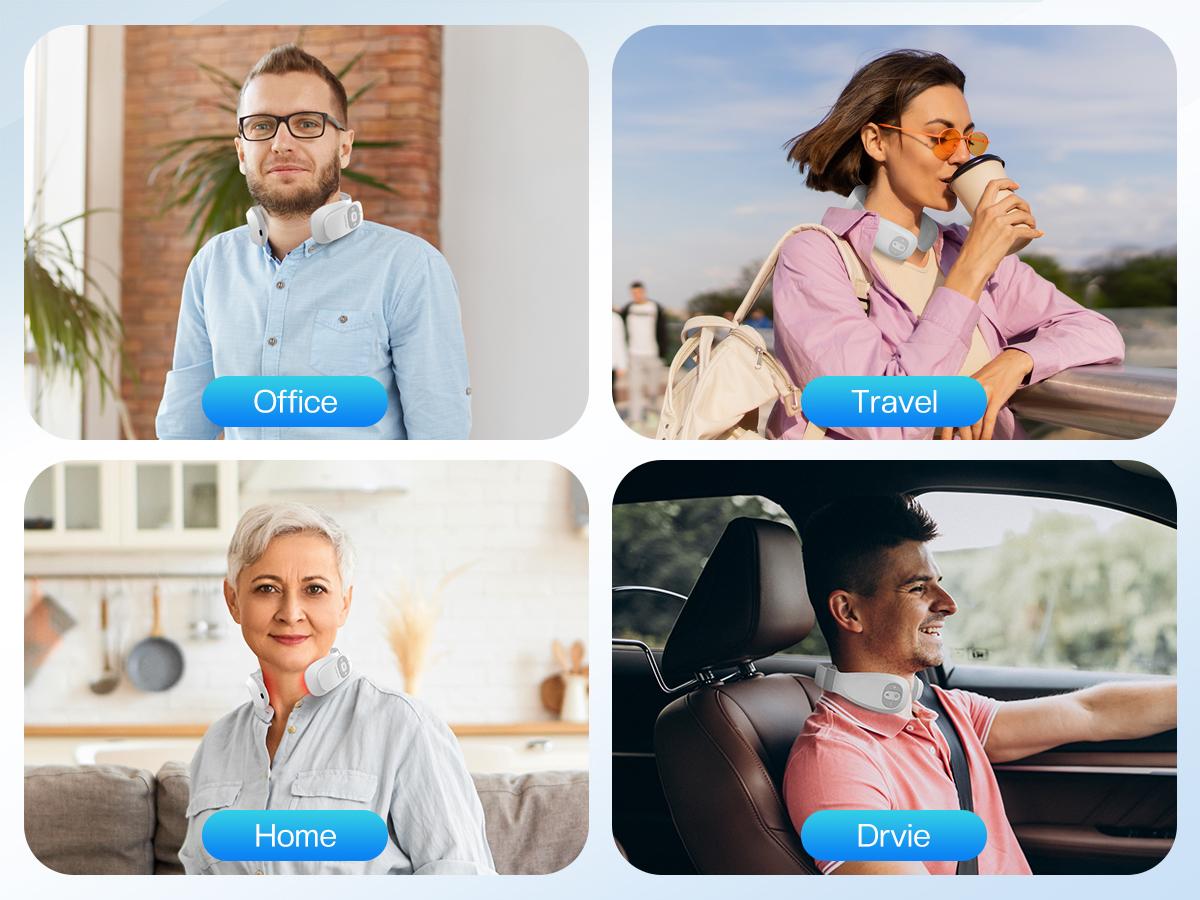 COMFIER Cordless Portable Heated Neck Massager, EMS Intelligent Electric Pulse with Heat, FSA Smart Wireless Neck Massager with 3D Electrode Pads Gift Somatic Therapy Device Tens Unit Migraine Adjustable