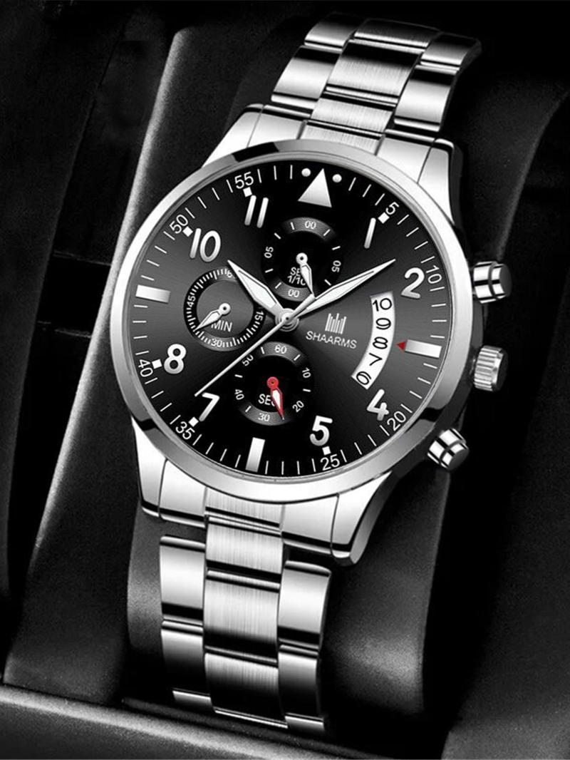 Men's Business Fashion Watch Set, Fashion Watch for Party, Daily Clothing Decor, Trendy All-match & Exquisite Watch for Birthday Gift, Modern Fashionable Wristwatch