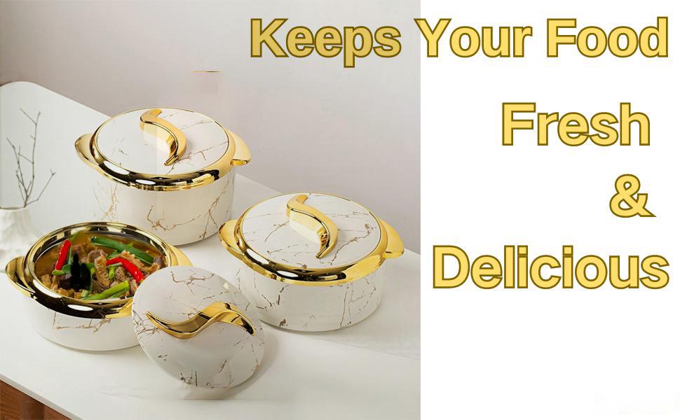 3-Piece 2.6/2.1/1.6qt Thermal Casserole Dish Set with Lids, Insulated Stainless Steel Container for Hot & Cold Food, (white)