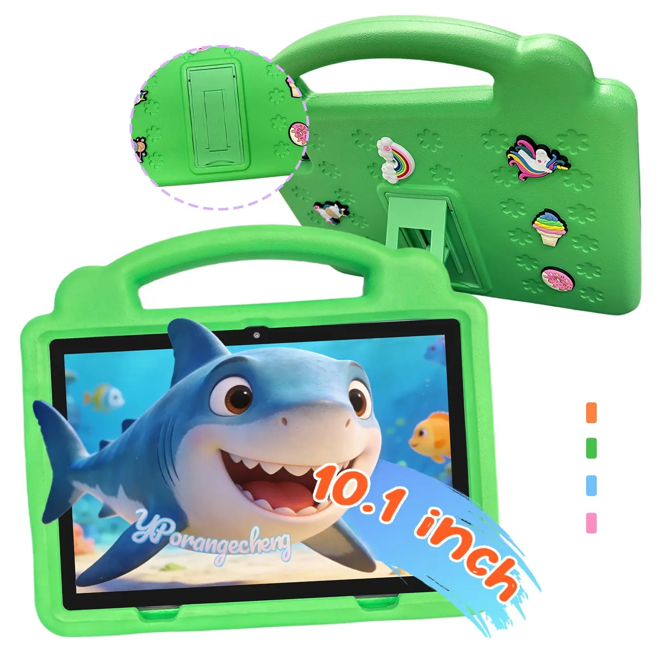 10.1" Android Kids Learning Tablet, Android Tablet Computer, 64GB, Parental control, high‑speed 5G‑WiFi & Bluetooth, Educational content, shock‑proof case with stand, 4 colors: pink, blue, Ideal holiday gift, USB charging cable included