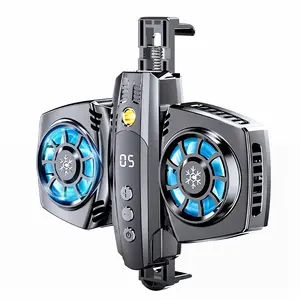 Portable Phone Cooler - Universal USB Mobile Fan with LED Lights, Stand, Temp Display, Fast Chill Tech, Waist Clip Power Bank Compatible for iPhone, Android & Streaming