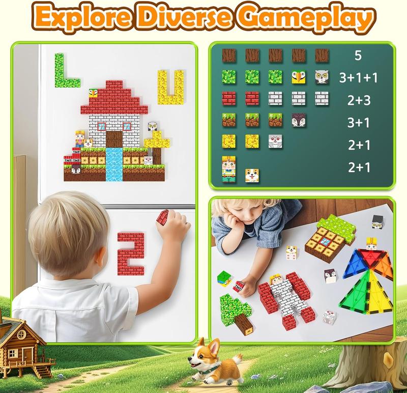 Magnetic Building Blocks-100PCS with Storage Bag STEM Montessori Toys Build Mine Magnet World Classroom Must Haves Birthday Gift