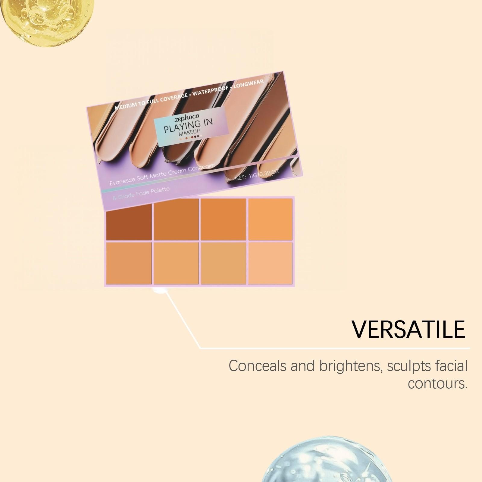 Zephoco Matte Gradient Concealer Cream Hydrating Flawless Coverage, Buildable Matte Finish, Cover Face Spots Acne Scars Freckles Dark Circles, Contouring Palette, Makeup Essential