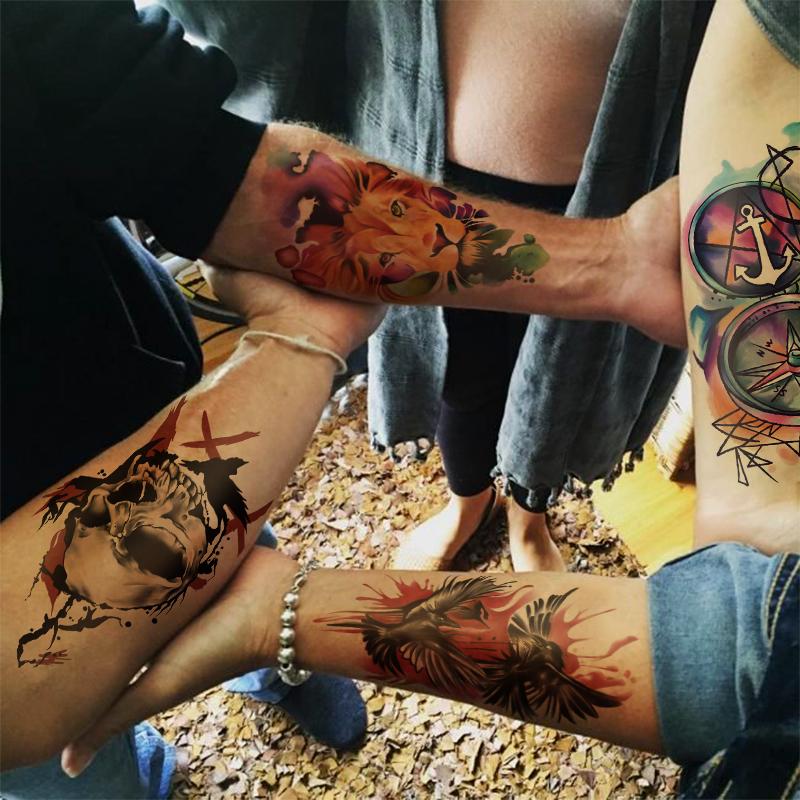 77 PCS Tattoo Stickers Waterproof Temporary Tattoo Large Half Arm Skull Clock Bee Rose Fake Tattoo Suitable for Men or Women Owl Butterfly Sunflower Tattoo Stickers