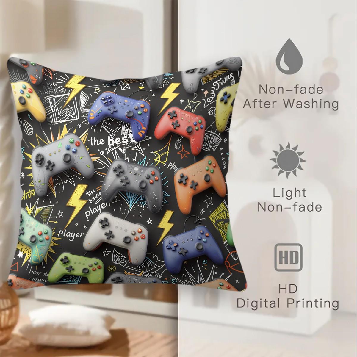Soft and Comfortable Game-Themed Throw Pillow (with Pillow Insert), Game Controller-Shaped Cushion, Cool Game Decorative Pillow, Suitable for Boys and Teenagers, Can be Used as A Decorative Throw Pillow Gift for Sofas, Bedrooms, Travel, Etc.