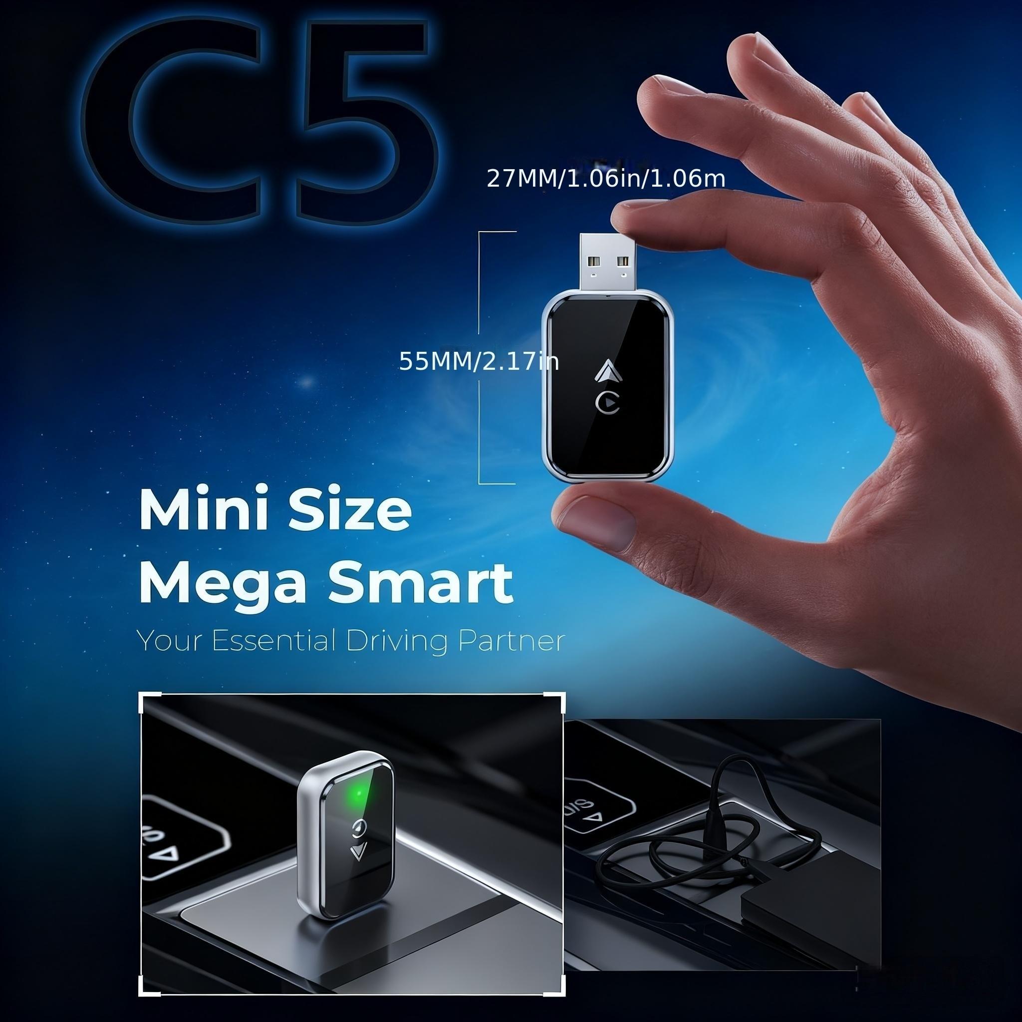 Two-In-One Wireless Carplay & Android Auto Adapter, Plug-And-Play, Fast Automatic Connection, Compact Design, USB/USB-C Ports