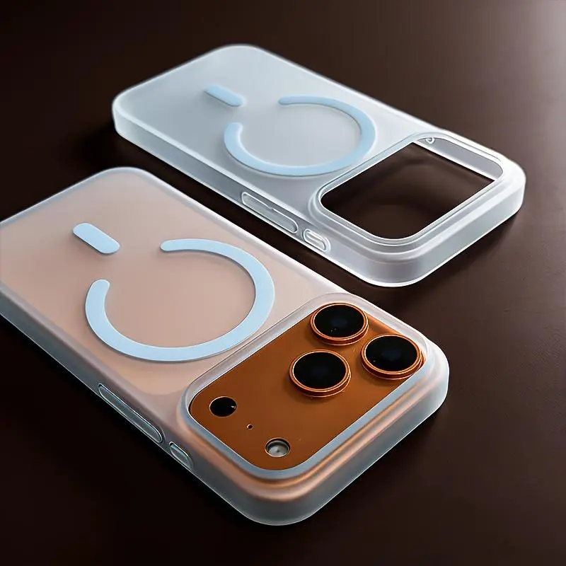 Luxury Translucent Matte Magnetic Wireless Charging Phone Case for iPhone 11-17 Pro Max Plus Air, Polycarbonate Backboard, Shockproof Armor Casing with Lens Protection, Phone Accessories for Smart Devices