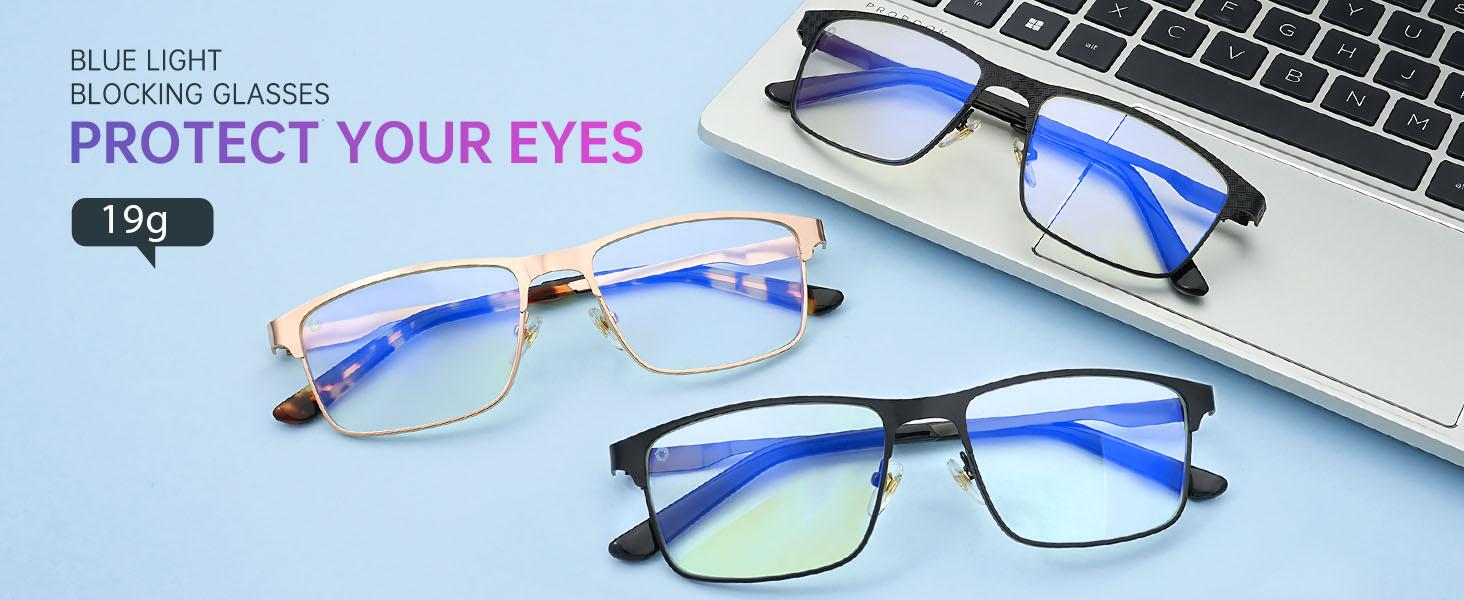 Blue Light Glasses for Men/Women, Lightweight Blue Light Blocking Glasses, Anti-Eye Strain Computer Glasses for Gaming(A132)