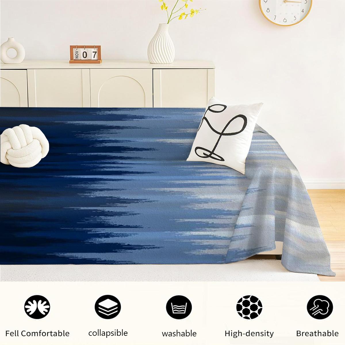 Deep blue gradient sofa cover machine washable sofa towel suitable for all seasons, suitable for single to four seater, living room sofa decoration