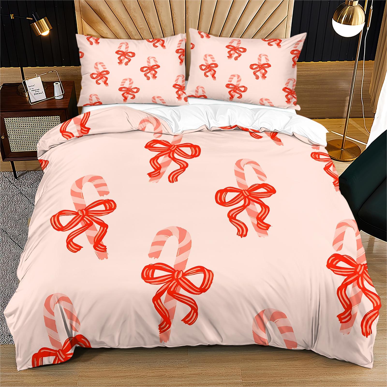 2/3PCS Cute Romantic Sweet Bow Duvet Cover Set, Soft Cozy Aesthetic Bedding for Girls, No Filling, Housewarming Birthday Valentine's Day Christmas Gift for Her