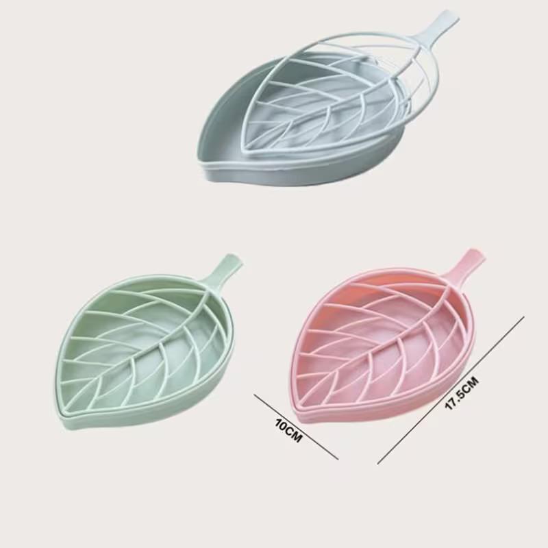 Double-Layer Leaf-Shaped Soap Dish, Soap Saver, Durable & Stylish Design, Perfect for Bathroom Use, Ideal Gift for Home Decor Enthusiasts