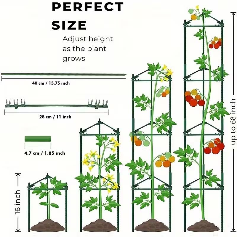 24/33 Piece Multifunctional Plant Support Stand, Garden Obelisk Trellis, Adjustable Height for Climbing Vegetables, Tomatoes, Gardening Plants, Easy Assembly, Reusable