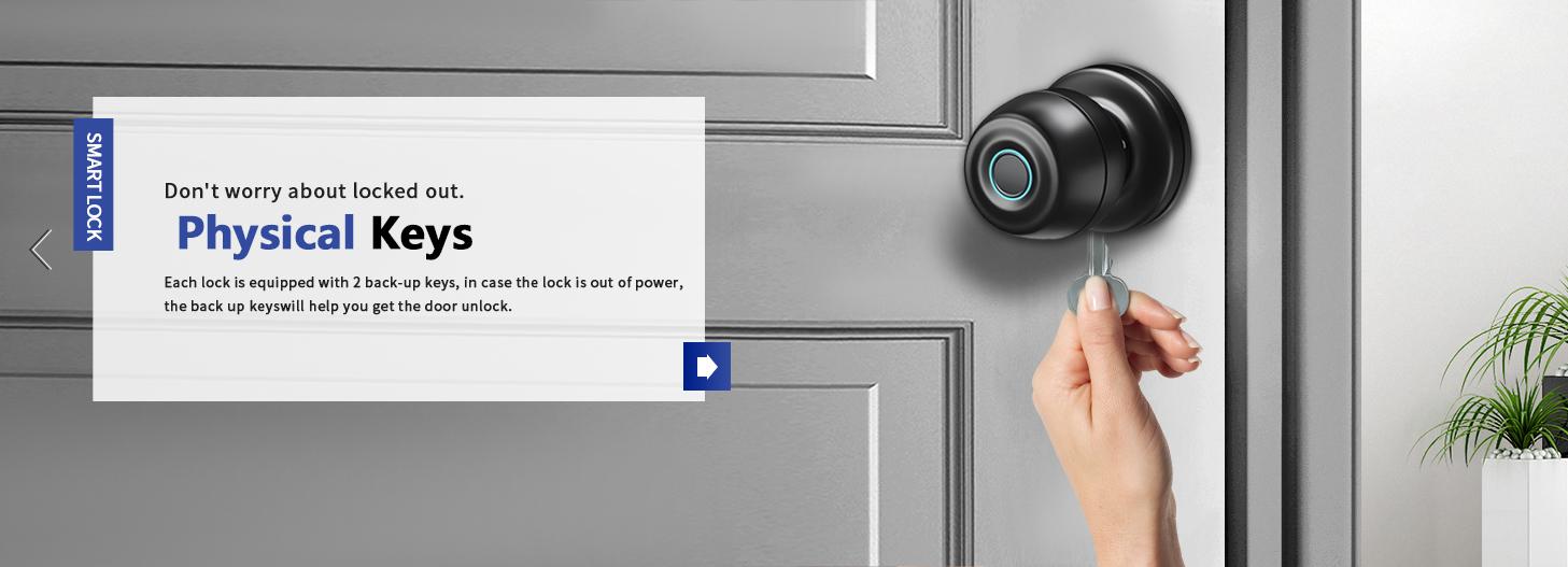 Valentine's Day Gift Fingerprint Door Lock, Smart Door Knob, Biometric Door knob with App Control, Easy to Install, Replaceable Battery, Up to 100 Thumbs, Suitable for Bedrooms, Cloakroom, Garage, Offices, Hotel-Black FathersDayGift