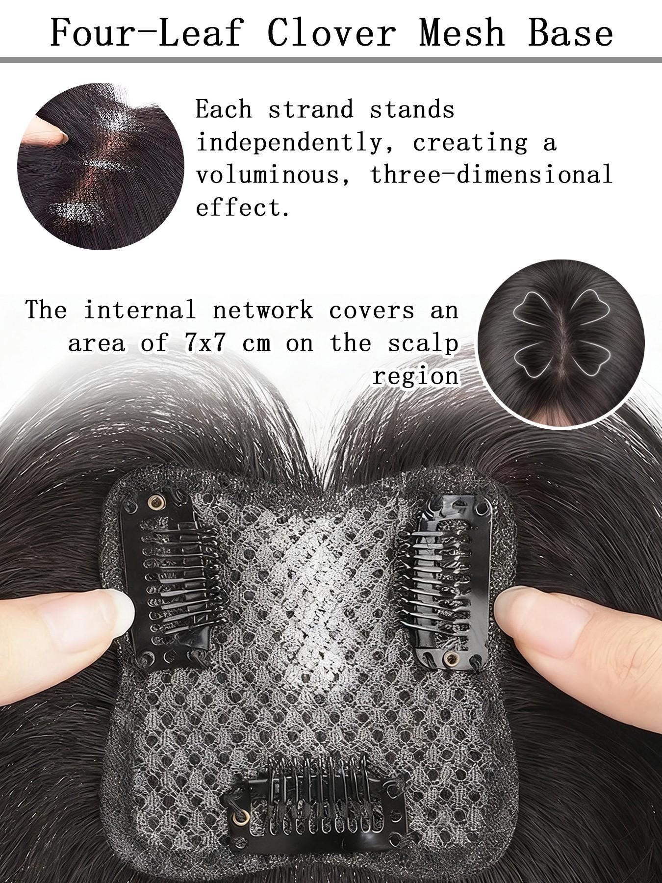Women's Synthetic Bangs Hairpiece Clip-On Bangs Hair Extension, Hairtoppers, Clip On Hairpieces, Natural, Voluminous, Hairpiece Adds Hair Volume 3D Side-Swept Lift Reshapes Center-Parted Bangs Daily Hair Accessory Easy to Use