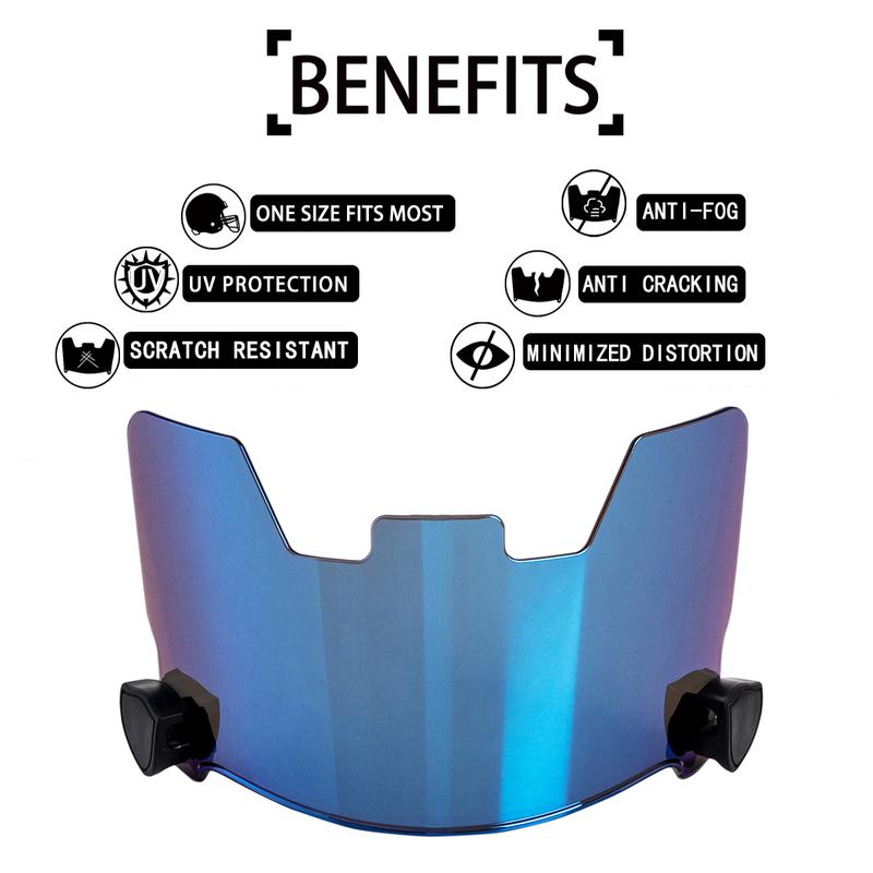 Silver Football Visor - Football Visors for Helmet - Football Helmet Visor Fits Adult & Youth Football Helmets - Anti-Fog, Scratch Resistant Clear Visor Football Face Shield