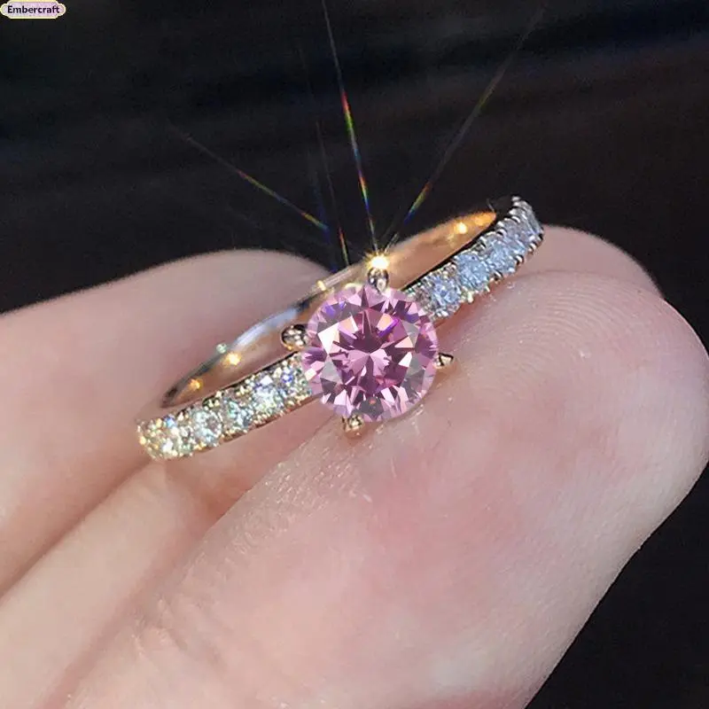 Women’s Cubic Zirconia Engagement Ring, Elegant Solitaire Wedding Ring with Platinum Plated Band, Sparkling Simulated Diamond Promise Ring for Brides, Minimalist Bridal Jewelry for Wedding Ceremony and Daily Wear
