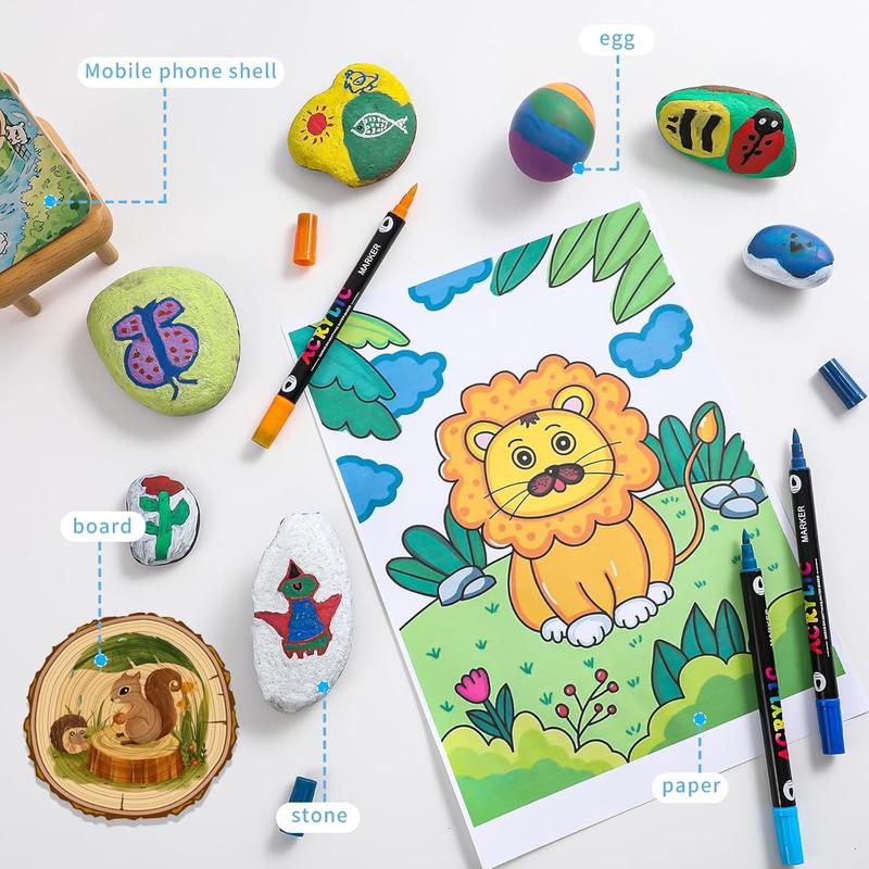 Acrylic Paint Markers, 24/48/72/96/120 Colors, Dual Tips Dual Color, for Rock Painting, Canvas, Wood, Glass, Ceramic, Fabric, Plastic, Egg & Scrapbook Acrylic Paint Markers, 24/48/72/96/120 Colors, Dual Tips Dual Color, for Rock Painting, Canvas, Wood, Glass, Ceramic, Fabric, Plastic, Egg & Scrapbook