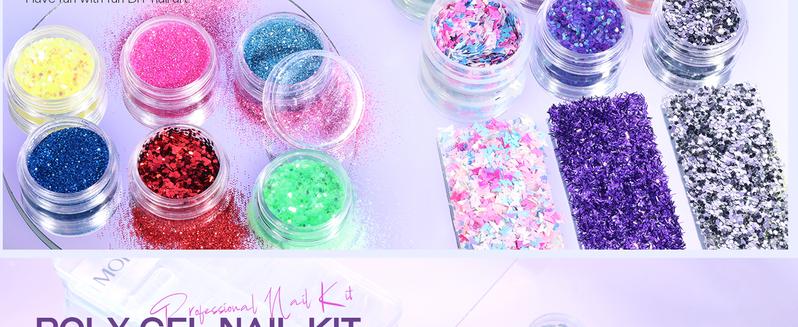 MOROVAN Poly Gel Nail Kit Set: With Nail Lamp and Drill 20 Glitter Colors Best Gift For Her Complete Poly Gel Nail Kit For Beginners With Everything Professional Poly Extension Gel Nail Kit For Salon Quality