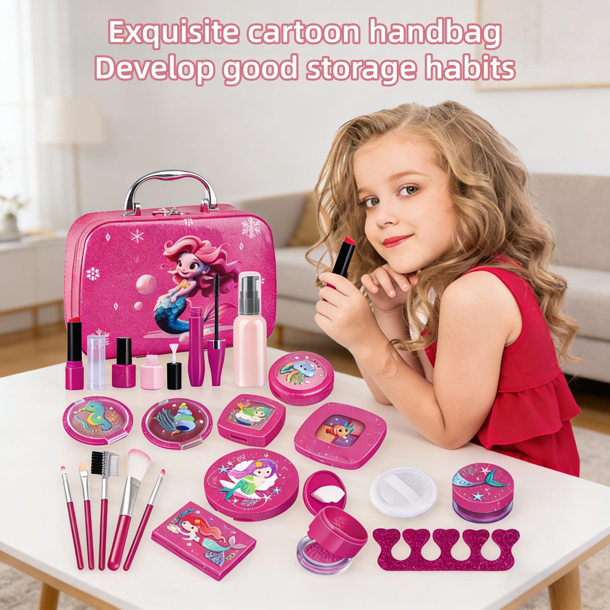 Realistic Makeup Toy Set, 22/14pcs Plastic Cosmetic Bag Kit, Non-Real Cosmetics, 3 to 9 Years Old, Princess Birthday Gift