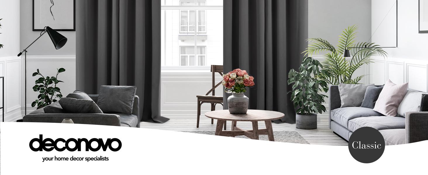 Deconovo Blackout Curtain (1 Panel) – Solid Drapes for Living Room, Bedroom, Sliding Doors, Home Theater & Office - Divider Curtain