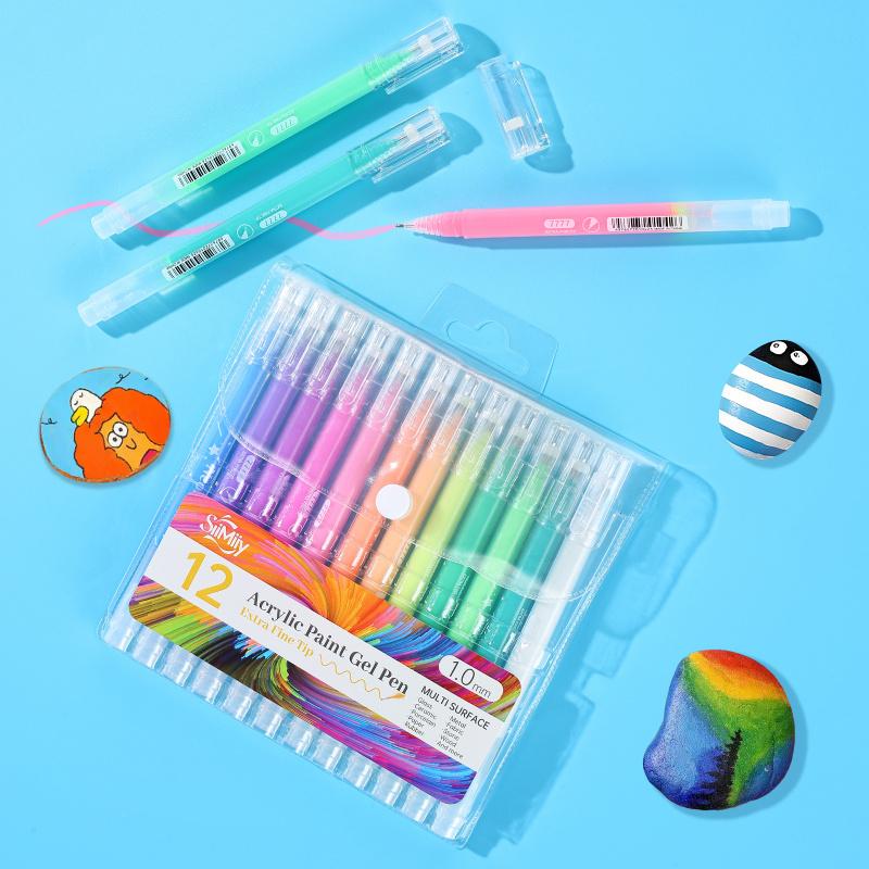SiiMiiy Multicolor Acrylic Gel Pens, 1.0 mm Fine Point Assorted Colors Acrylic Paint Pens, Acrylic Painting Pen, Drawing Gel Pen for Coloring, Note Taking, Journaling Crafts Art Supplies, No Bleeding