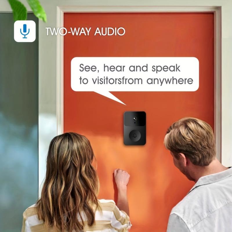 1pc SMCM Wireless Video Doorbell with HD Camera, Wide Angle, Intelligent Voice Intercom, WiFi Enabled, Battery/USB Dual Power, 400mAh Rechargeable Lithium Polymer Battery, App Control, HD Night Vision, 2.4G WiFi Only