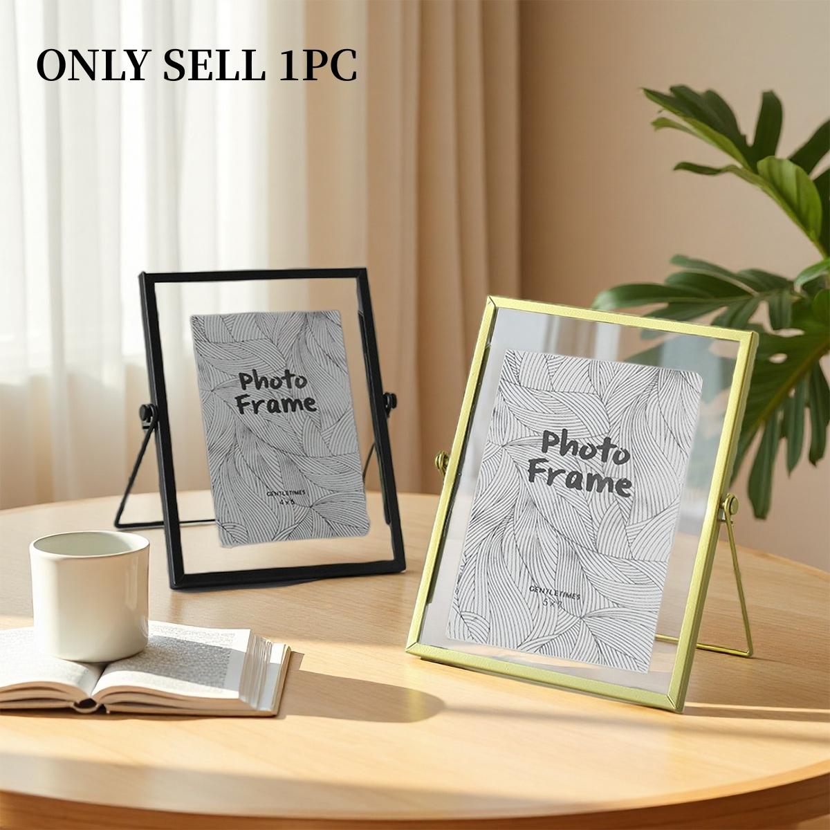 1PC Modern Simple Photo Frame, Iron Material, Golden Frame Decor, Suitable for Multiple Sizes of Photos, Home Decoration, Desktop Photo Frame Ornament