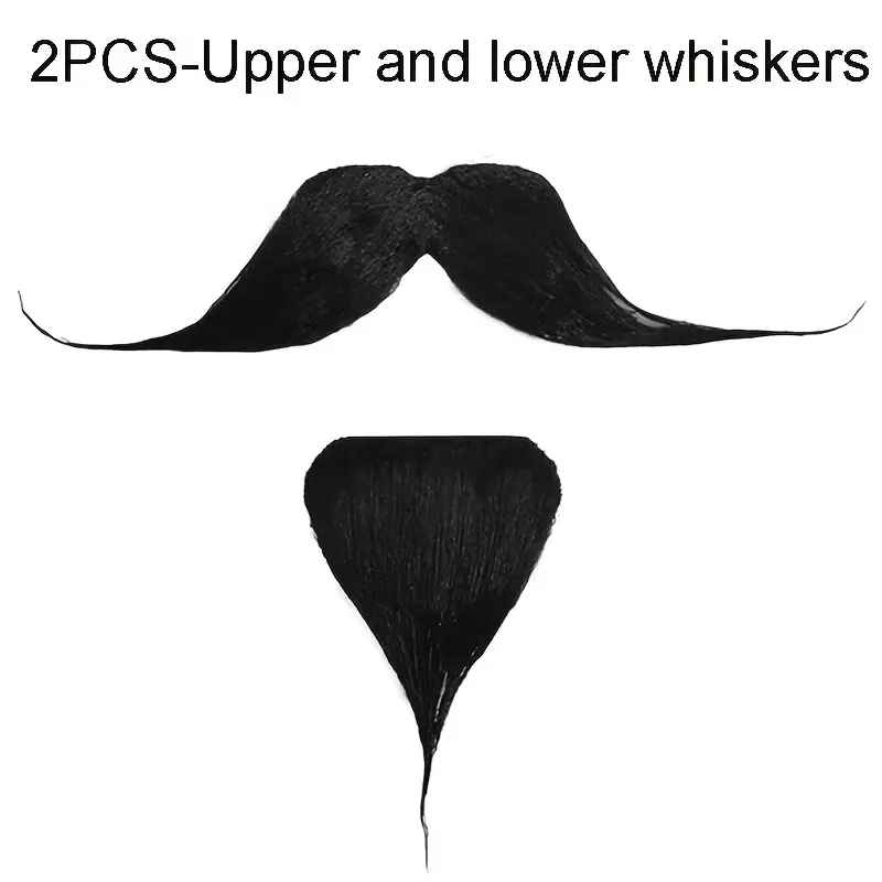 2-Pack Fake Mustache and Beard, Sticky Mustache for Creepy Halloween Costume and Party Accessories, Perfect for Elderly Makeup