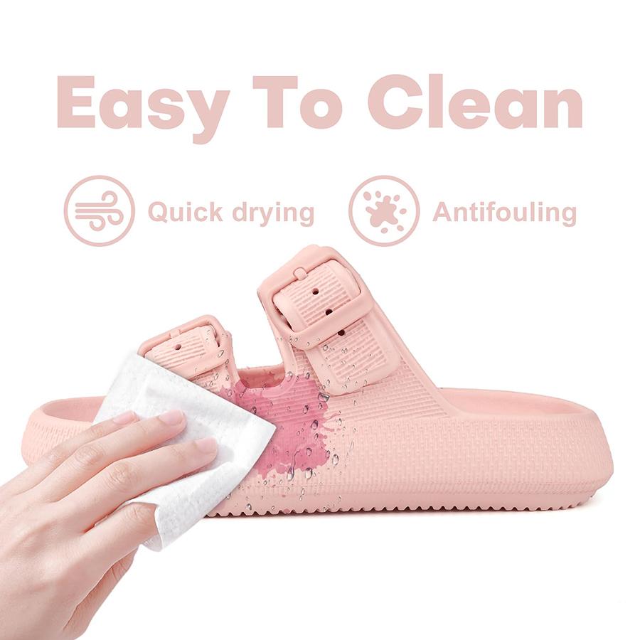 Pillow Slippers for Men and Women  | Adjustable Double Buckle Shower Slides | Cushioned Thick Sole Sandals