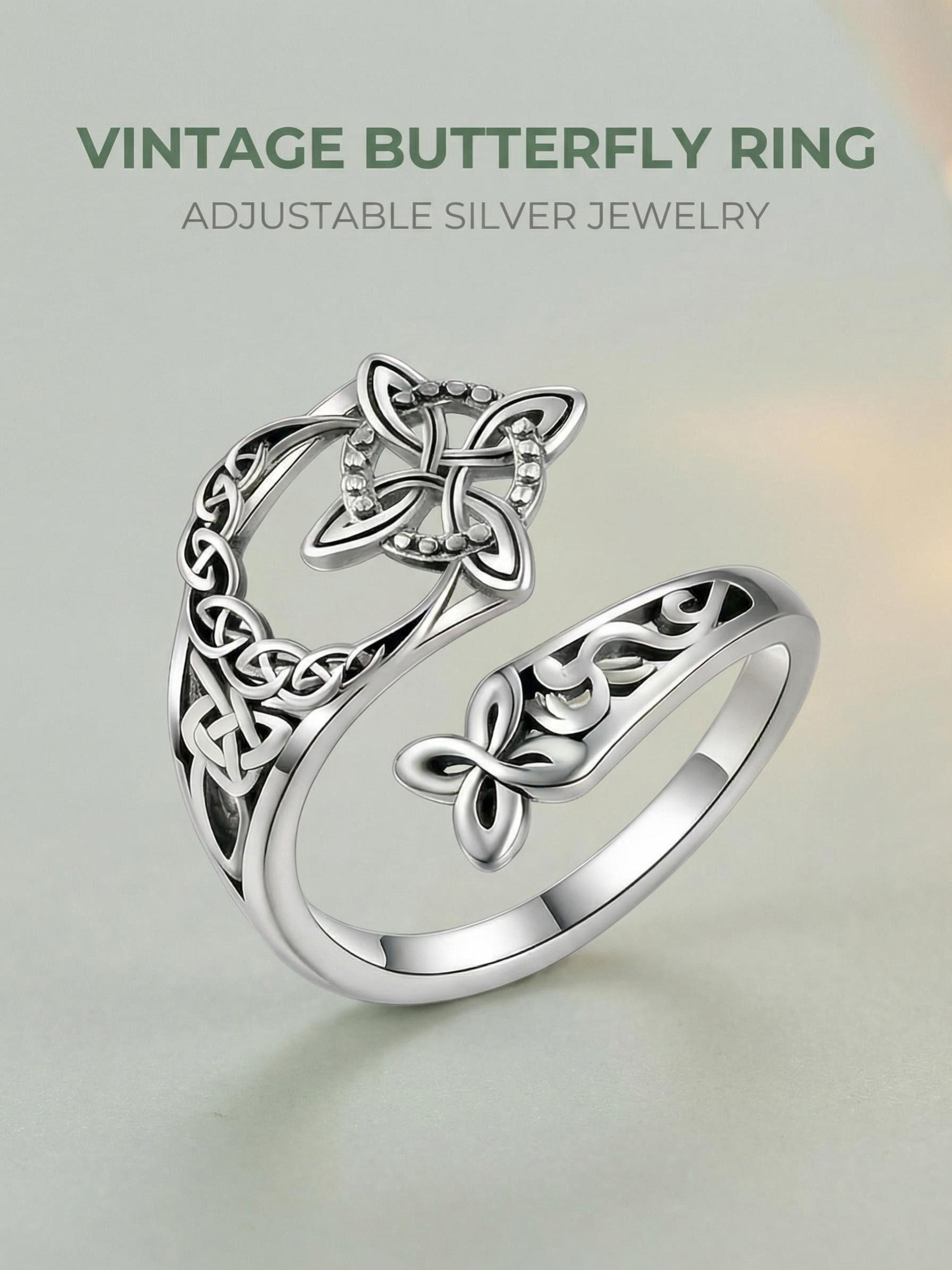 Celtic Knot Ring, Witch Knot Ring, Adjustable Open Ring, Hecate Ring, Pagan Witchcraft Protection Jewelry, Women's Ritual Gift