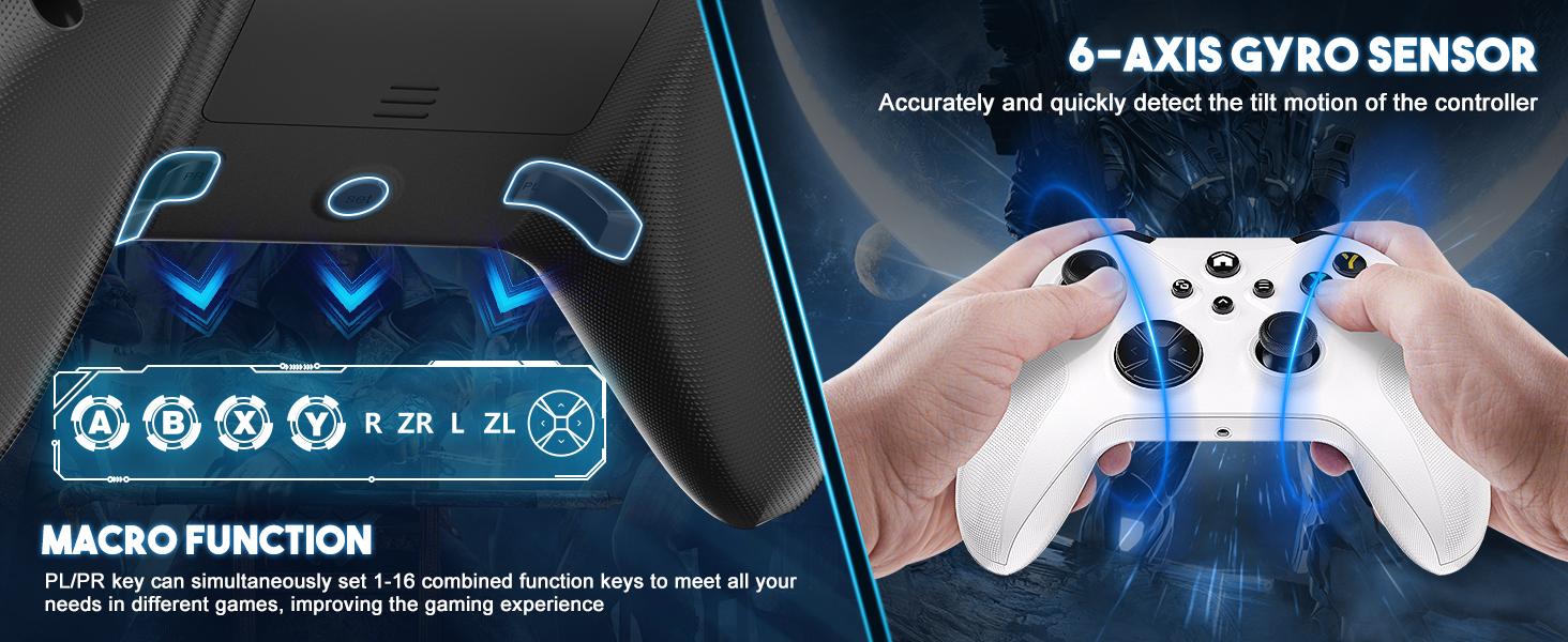 Xbox One S Wireless Controller Pro, Multi-Platform Gamepad for Xbox One/PC/Android/iOS with Turbo, Macro & Dual Vibration, Bluetooth/USB-C/WiFi Connectivity,TikTokShopStockUp