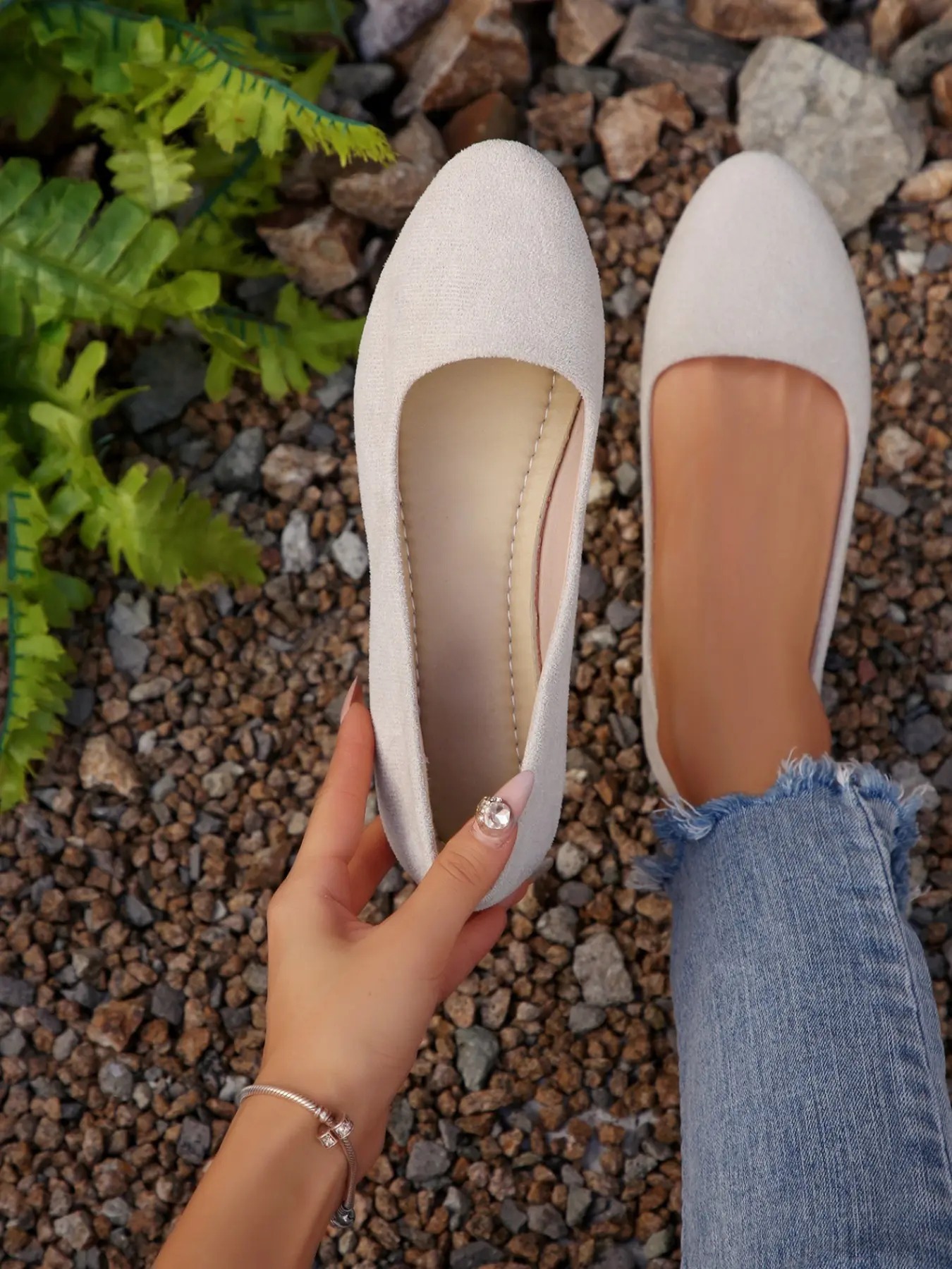 Women's Matte Suede Square Toe Slip-On Flat Shoes, Office Shoes, Wide Fit Soft Insole, Comfortable Ballet Loafers for Nurses and Commuters