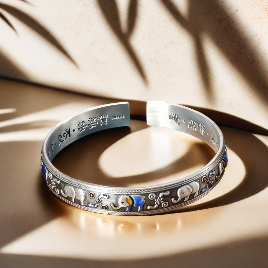 Solid Silver s999 bracelet Sterling Silver bracelet Ladies Open bracelet can be freely adjusted size Send girlfriend send Mom birthday holiday gift Silver weight 31 g /1.09 oz