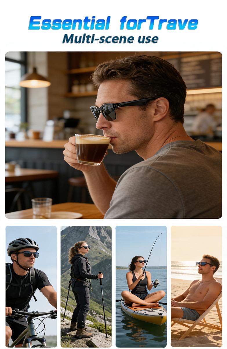 Smart Glasses,Polarized Bluetooth Sunglasses with Mic & Speaker,Voice Control,Music & Hands-Free Calling,UV Protection