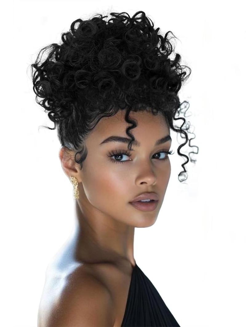 Natural Messy Bun Hair for Women, Synthetic Loose Wave Bun Hair is Ponytail Extension with Elastic Drawstring,  Gorgeous Bun Perfect for Beginners Daily Wear &Party Use. Synthetic Curly Hair (8 Inch)