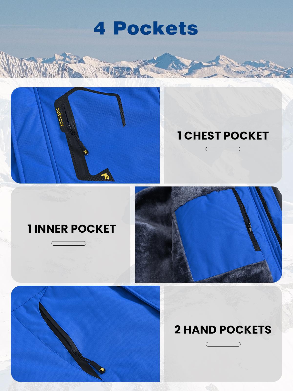 GOPUNE Men's Ski Snow Jacket Waterproof Insulated Fleece Outdoor Mountain Hooded Winter Coat Sporty Breathable Outerwear  big tall men clothing Size up to XXXXL #Christmas gift #RED GREEN