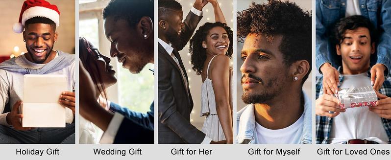 Cassieca 2 Pairs Stainless Steel Magnetic Stud Earrings for Men Women Non-piercing CZ 5-9MM CZ Hypoallergenic earrings  lovers