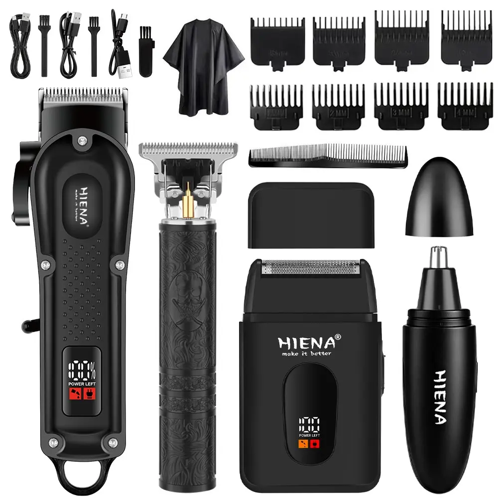 Cordless Hair Clipper Set, Men's Electric Hair Clipper Includes Professional Scissors, Carving Scissors, Shavers, Combs, and Shrouds, Cordless USB Charging Home Hair Clipper Set, Perfect Gift for Men