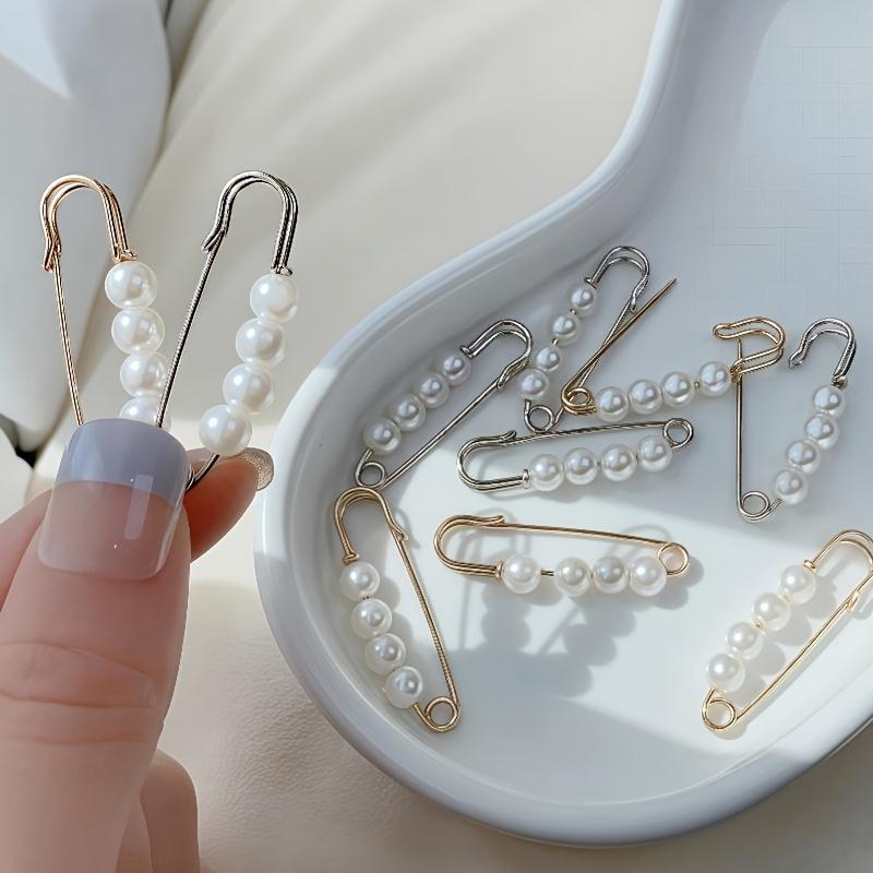 8pcs No-Sew Clothing Clips - Adjustable Buckle with Detachable Pearls, for Dresses, Shirts, Pants, Garments - Elegant Fasteners for Wedding, Party, Everyday Outfits - Durable & Easy Application, Fashion Embellishments, Chic Design, Polished Look