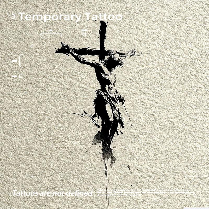 1pcs Jesus Cross Herbal Juice Tattoo Sticker Dark Retro Arm Temporary Tattoo Waterproof Durable Fake Tattoo Men and Women Halloween Party Gift Y2K
