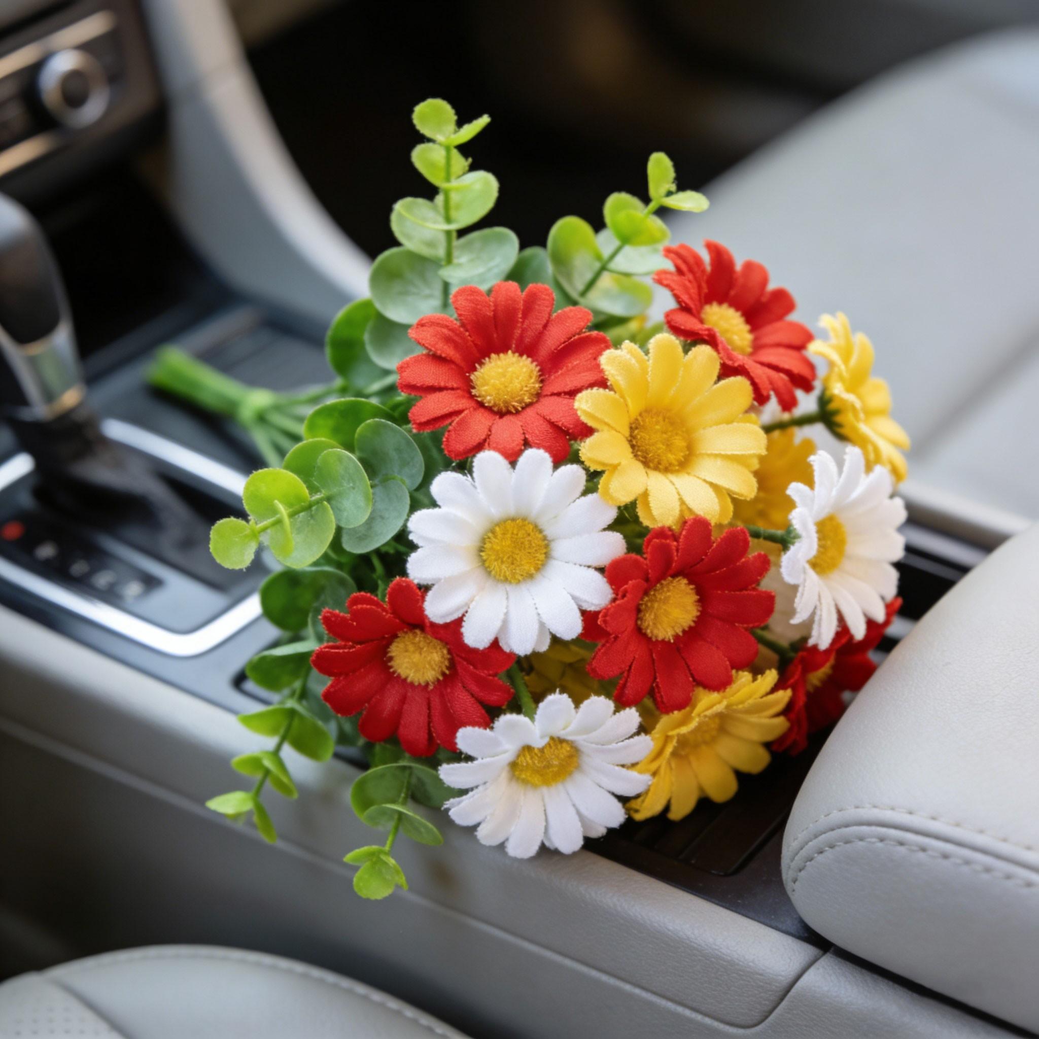 Mixed Daisy and Eucalyptus Artificial Flowers, 10, 10, 10 Daisies, 10 Fresh Eucalyptus Leaves, Modern Home Decor